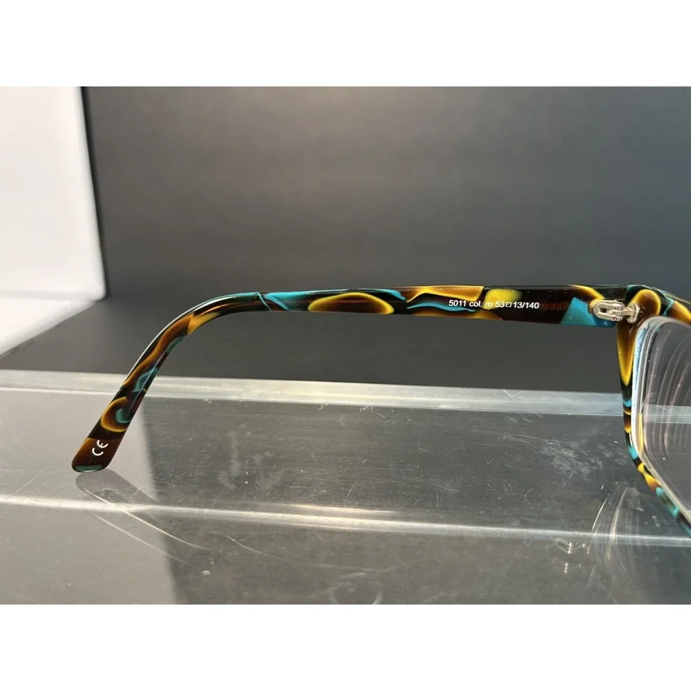 Andy Wolf 5011 Col. M Vintage Cat Eye Eyeglass Frames 53-13 Teal Amber Swirl